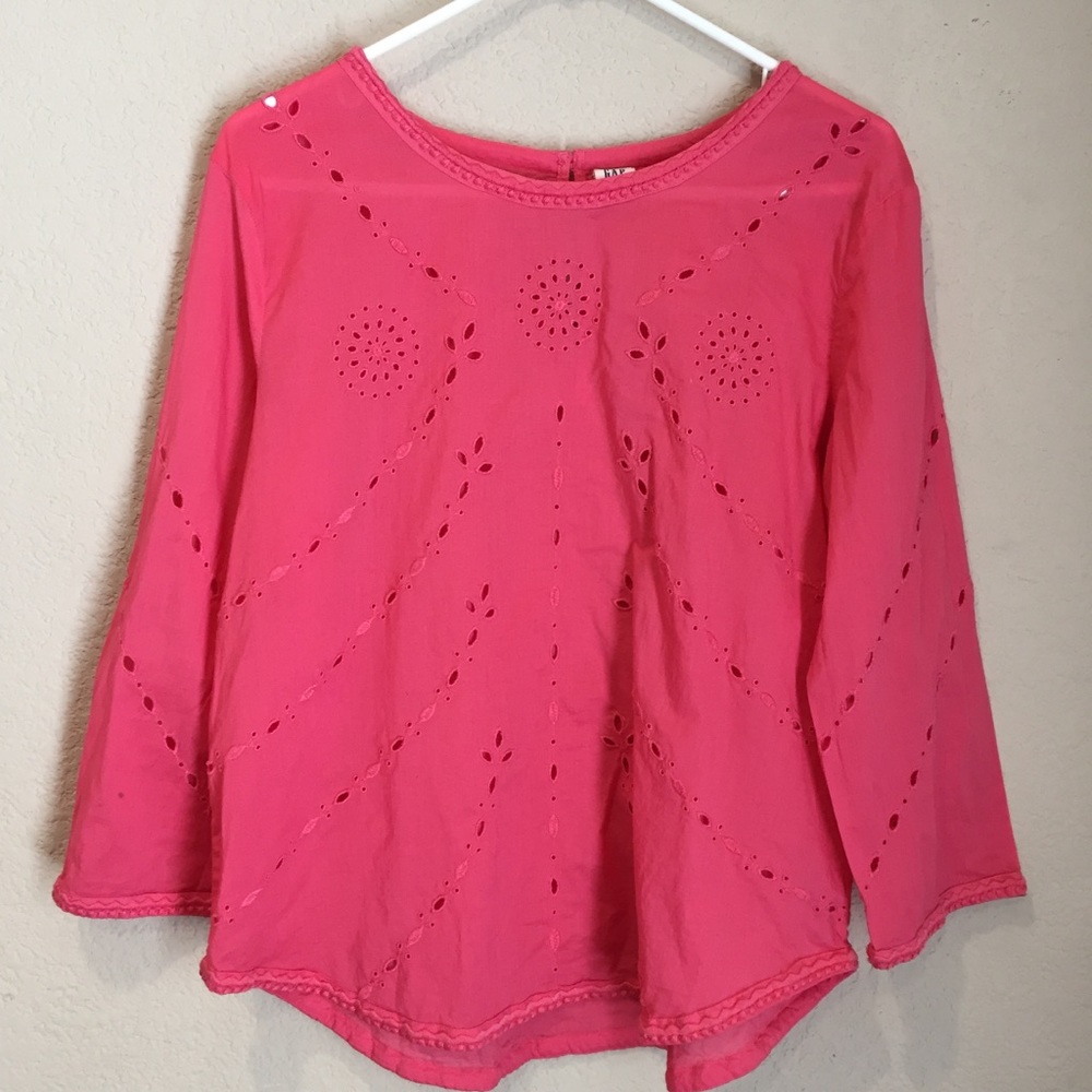 Coral Pink Eyelet Top